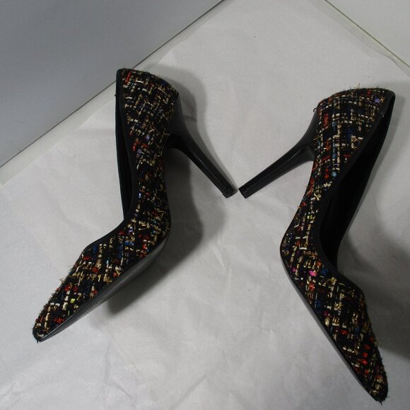 Like New Charles David Frayed Tweed Colorful Classic High Heel Pumps Pointed Toe - Picture 11 of 13